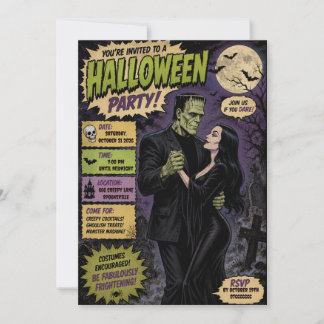 invitación a la fiesta de Halloween de Franki y Mo