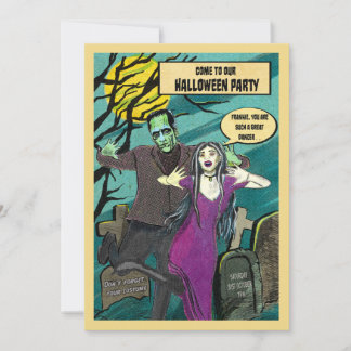 invitación a la fiesta de Halloween de Frankie y M
