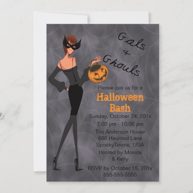Invitación a la fiesta de Halloween de Gals and Gh (Anverso)