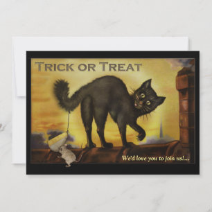 Invitación a la fiesta de Halloween de gato negro