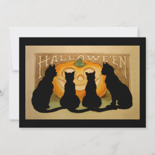 Invitación a la fiesta de Halloween de Gato Negro