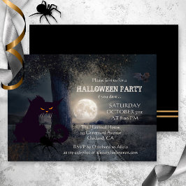 Invitación a la fiesta de Halloween de Gato Negro 
