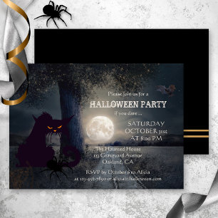 Invitación a la fiesta de Halloween de Gato Negro 