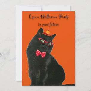 Invitación a la fiesta de Halloween de Gato Negro