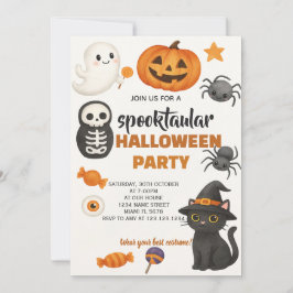 Invitación a la fiesta de Halloween de Gato Negro