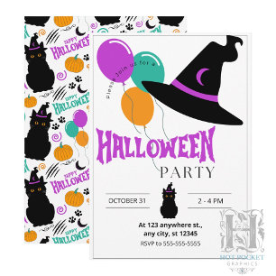 Invitación a la Fiesta de Halloween de Gatos