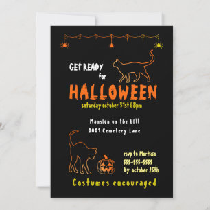 Invitación a la fiesta de Halloween de gatos y cal