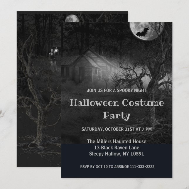 Invitación a la fiesta de Halloween de Ghostly For (Anverso / Reverso)