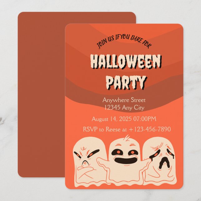 Invitación a la fiesta de Halloween de Ghosts (Anverso / Reverso)