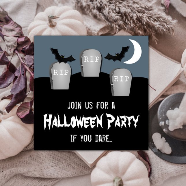 Invitación a la fiesta de Halloween de Gloomy Grav (Gloomy Graveyard Halloween Party Invite)