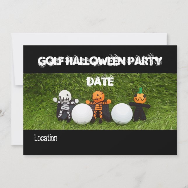 Invitación a la fiesta de Halloween de golf con mo (Anverso)