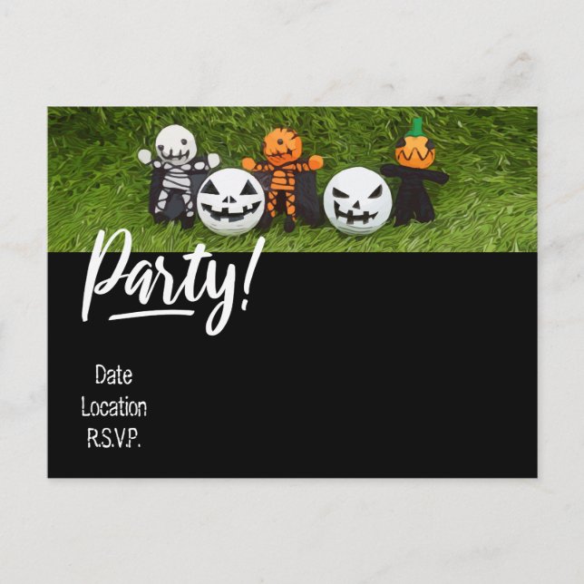 Invitación a la fiesta de Halloween de golf con Po (Anverso)