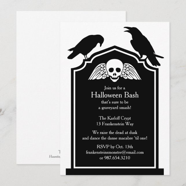 Invitación a la fiesta de Halloween de Gravestone (Anverso / Reverso)
