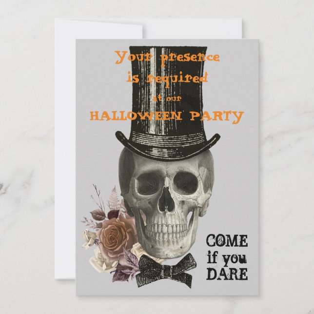 Invitación a la fiesta de Halloween de Hat Skull (Anverso)