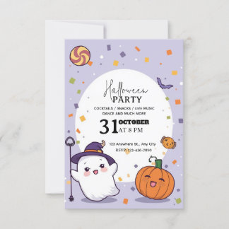 Invitación a la fiesta de Halloween de Kawaii - Ed