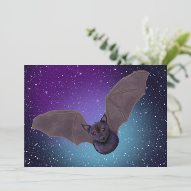 Invitación a la fiesta de Halloween de KiniArt Bat (Anverso de pie)