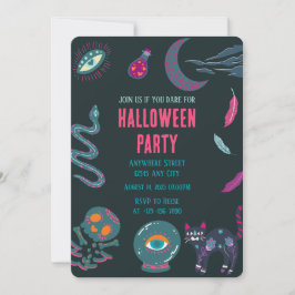 Invitación a la fiesta de halloween de la bruja