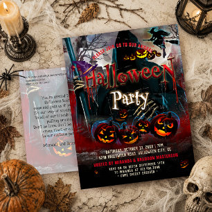 Invitación a la fiesta de Halloween de la Bruja de