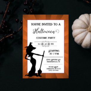 Invitación a la fiesta de halloween de la bruja de