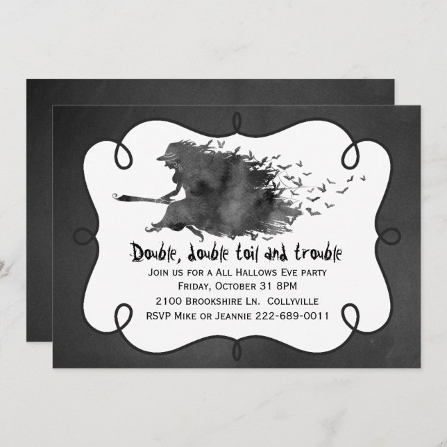 Invitación a la fiesta de Halloween de la Bruja Vo (Anverso / Reverso)