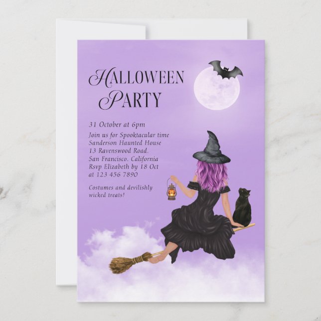 Invitación a la fiesta de Halloween de la Bruja Vo (Anverso)