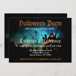Invitación a la fiesta de Halloween de la bruja vo