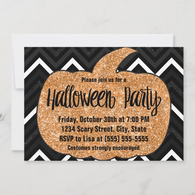 Invitación a la fiesta de Halloween de la calabaza (Anverso)