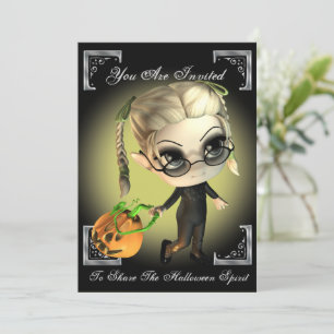 Invitación a la fiesta de Halloween de la capa de