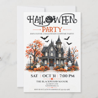 Invitación a la fiesta de Halloween de la casa emb