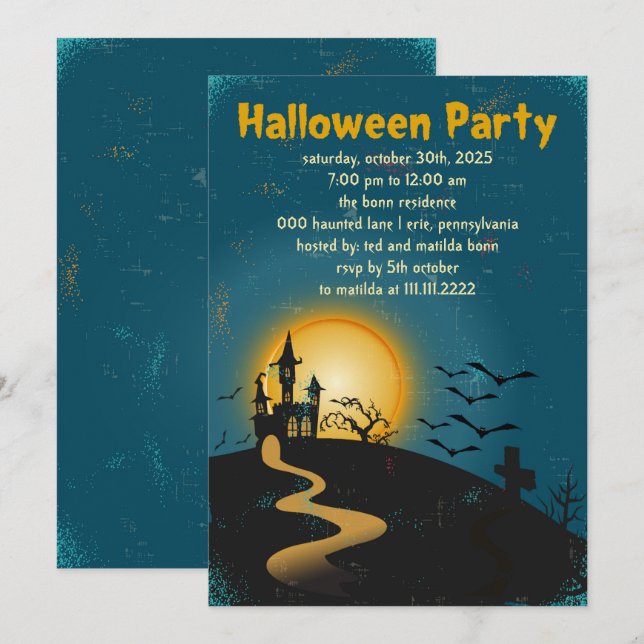 Invitación a la fiesta de Halloween de la casa enc (Anverso / Reverso)