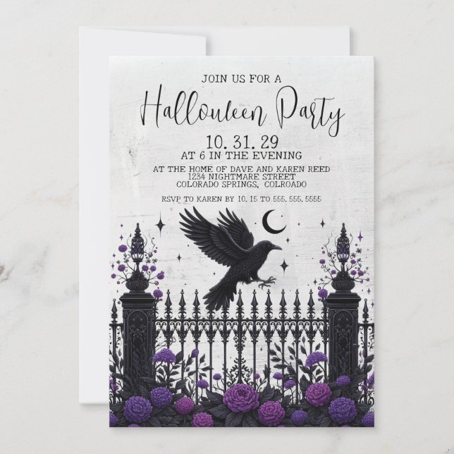 Invitación a la fiesta de Halloween de la cerca gó (Anverso)