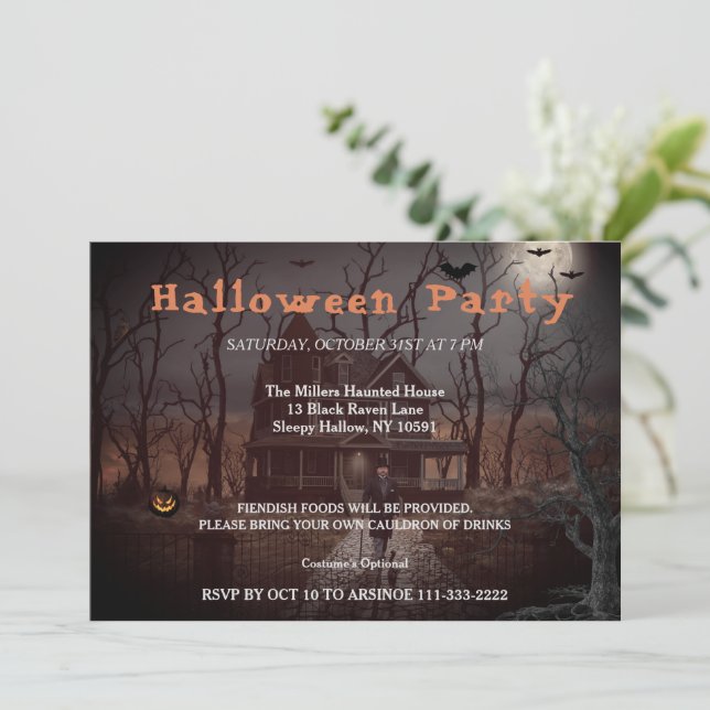 Invitación a la fiesta de halloween de la empresa (Anverso de pie)