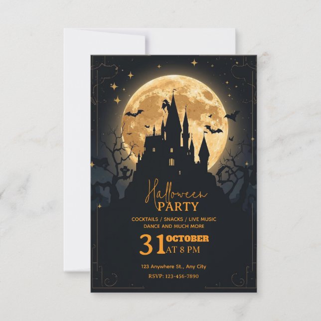 Invitación a la fiesta de Halloween de la Fantasía (Anverso)