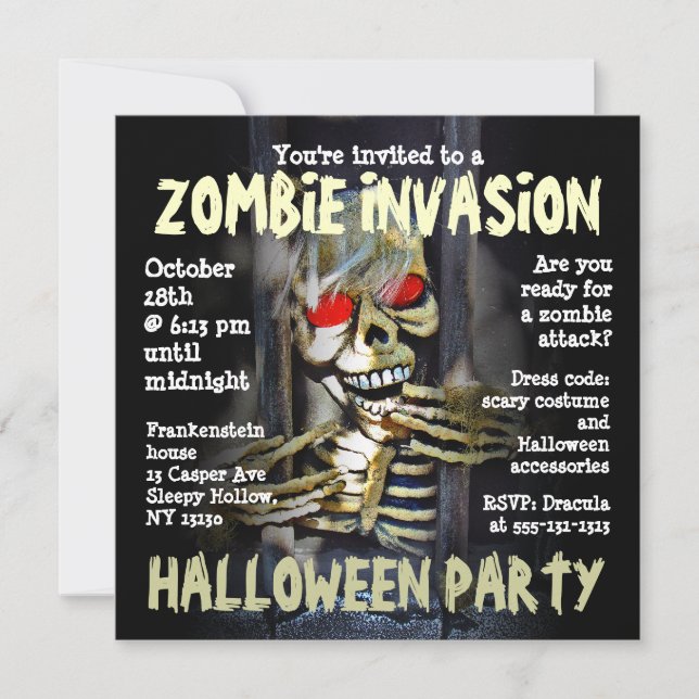 Invitación a la fiesta de Halloween de la invasión (Anverso)