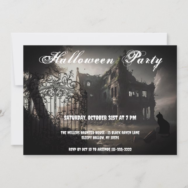 Invitación a la fiesta de Halloween de la Mansión  (Anverso)