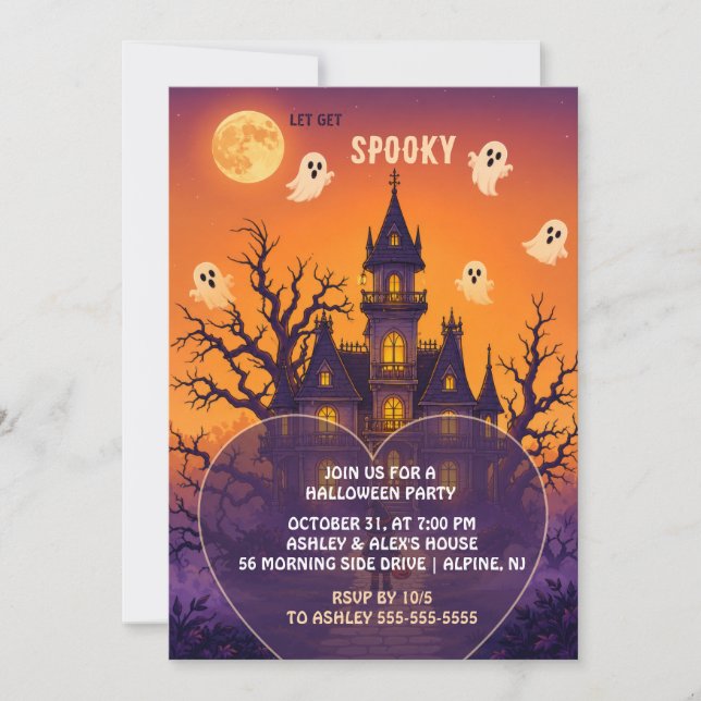 Invitación a la fiesta de Halloween de la mansión  (Anverso)