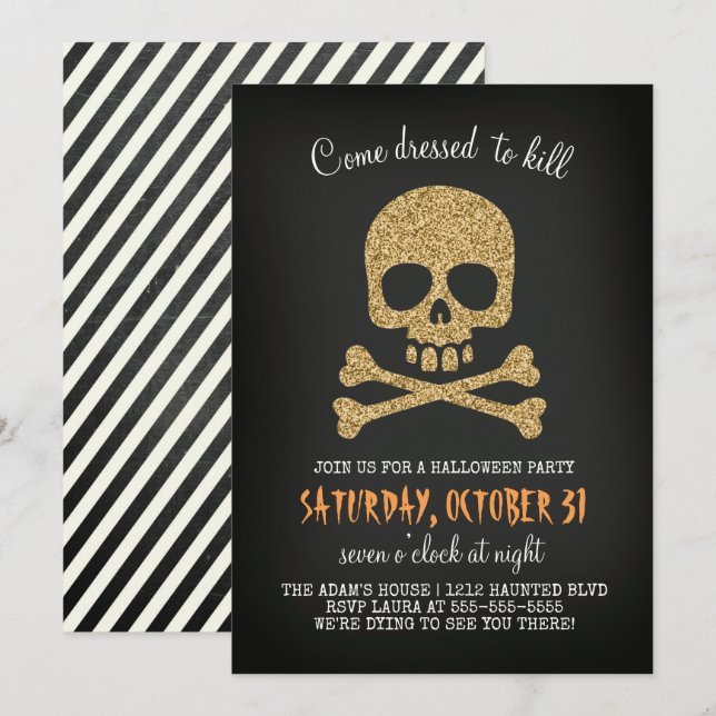 Invitación a la fiesta de Halloween de la Moda mod (Anverso / Reverso)