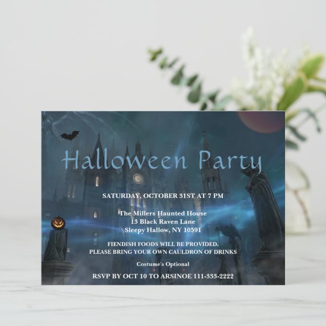 Invitación a la fiesta de Halloween de la noche de (Anverso de pie)