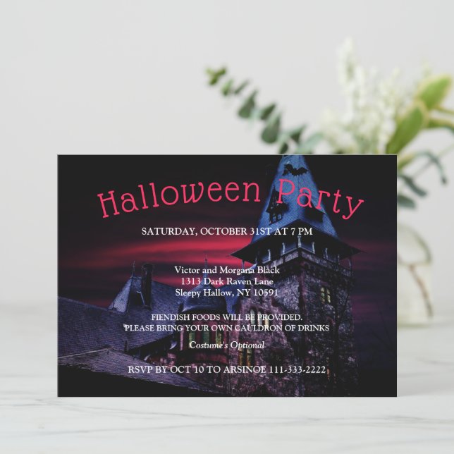Invitación a la fiesta de Halloween de la Noche de (Anverso de pie)