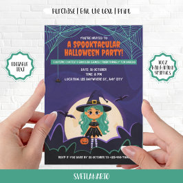 Invitación a la fiesta de Halloween de la pequeña 