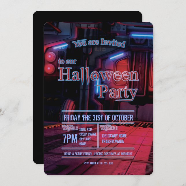 Invitación a la fiesta de Halloween de la Puerta d (Anverso / Reverso)