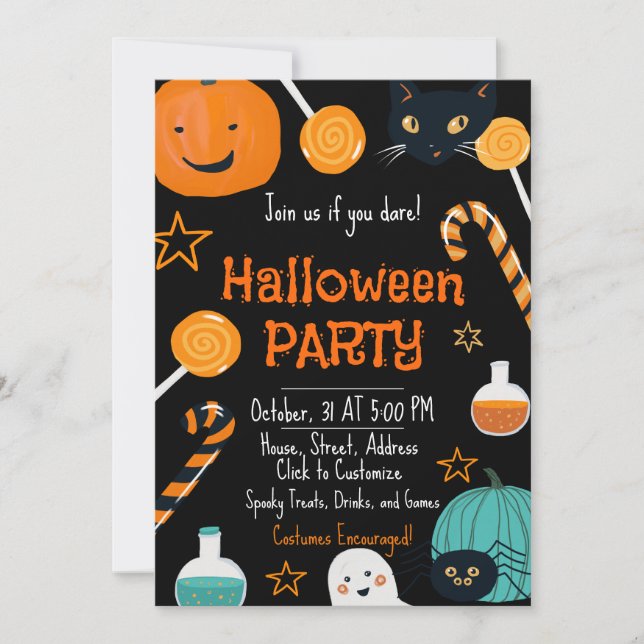 Invitación a la fiesta de Halloween de la Reunión  (Anverso)
