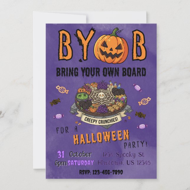 Invitación a la fiesta de Halloween de la tabla de (Anverso)