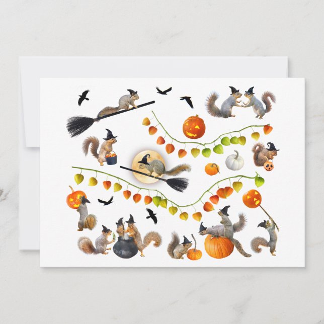 Invitación a la fiesta de halloween de las ardilla (Anverso)