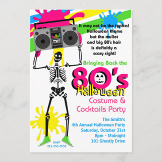 Invitación a la fiesta de Halloween de los años 80