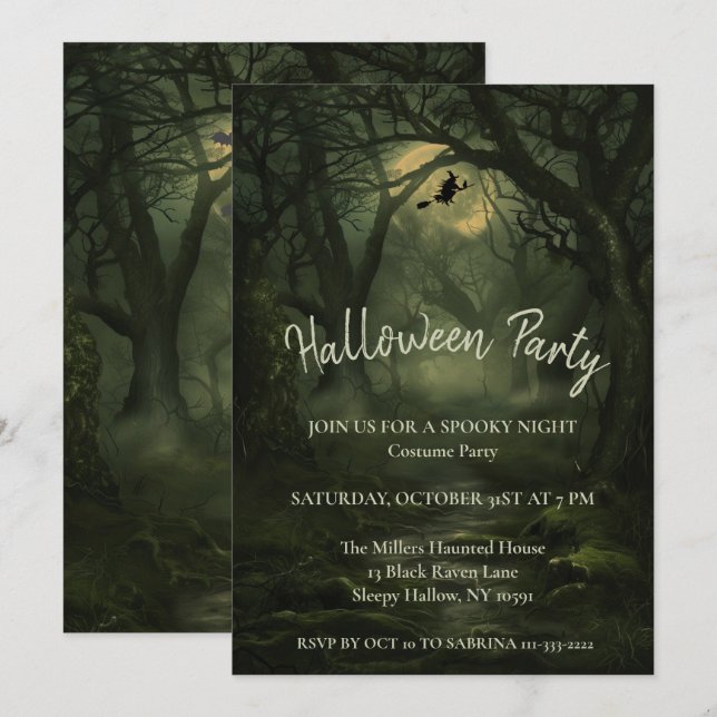 Invitación a la fiesta de Halloween de los bosques (Anverso / Reverso)