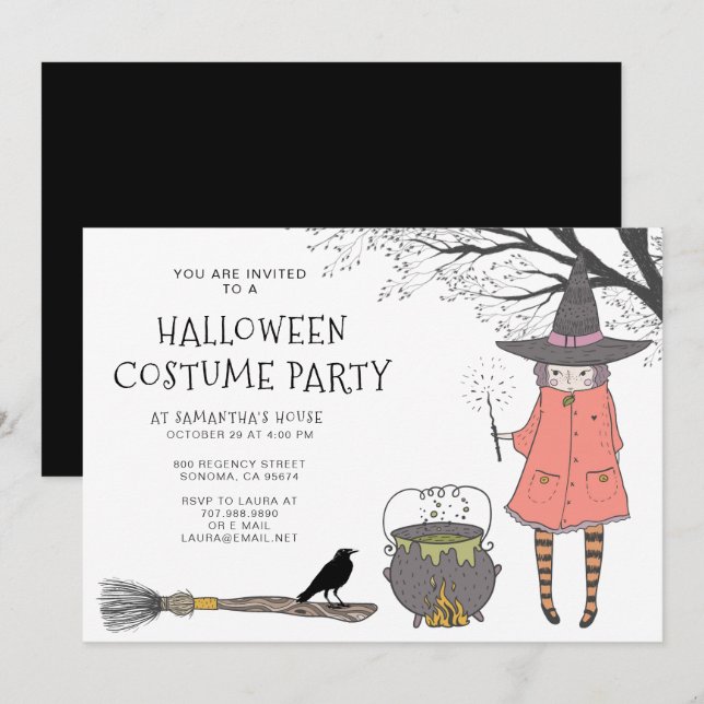 Invitación a la fiesta de Halloween de los niños (Anverso / Reverso)