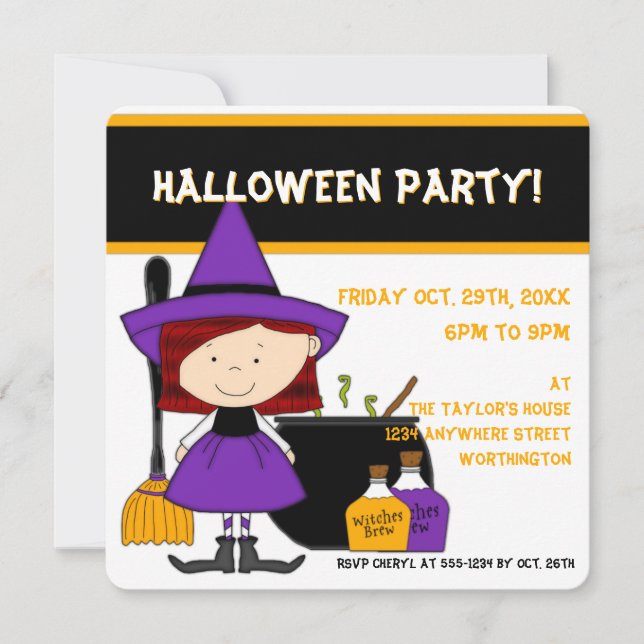 Invitación a la fiesta de Halloween de los niños d (Anverso)