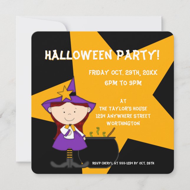 Invitación a la fiesta de Halloween de los niños d (Anverso)