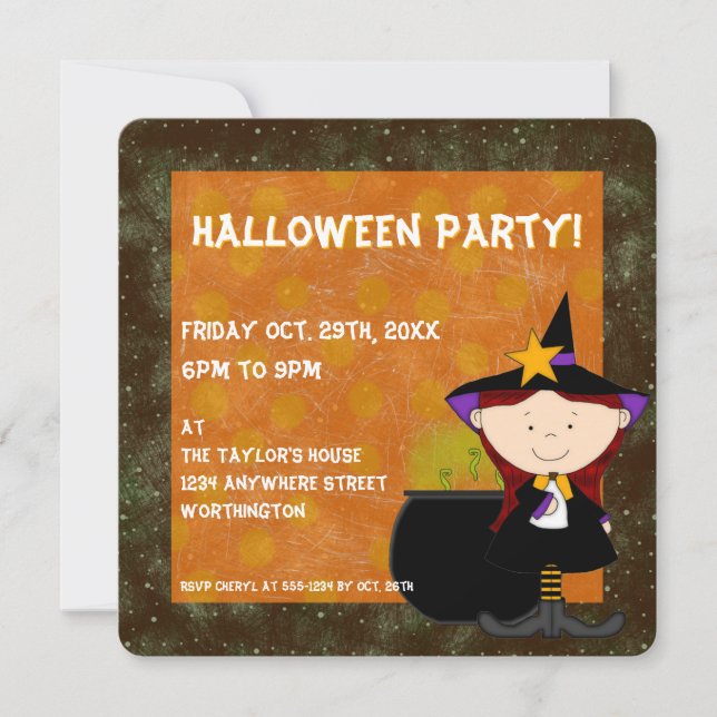 Invitación a la fiesta de Halloween de los niños d (Anverso)